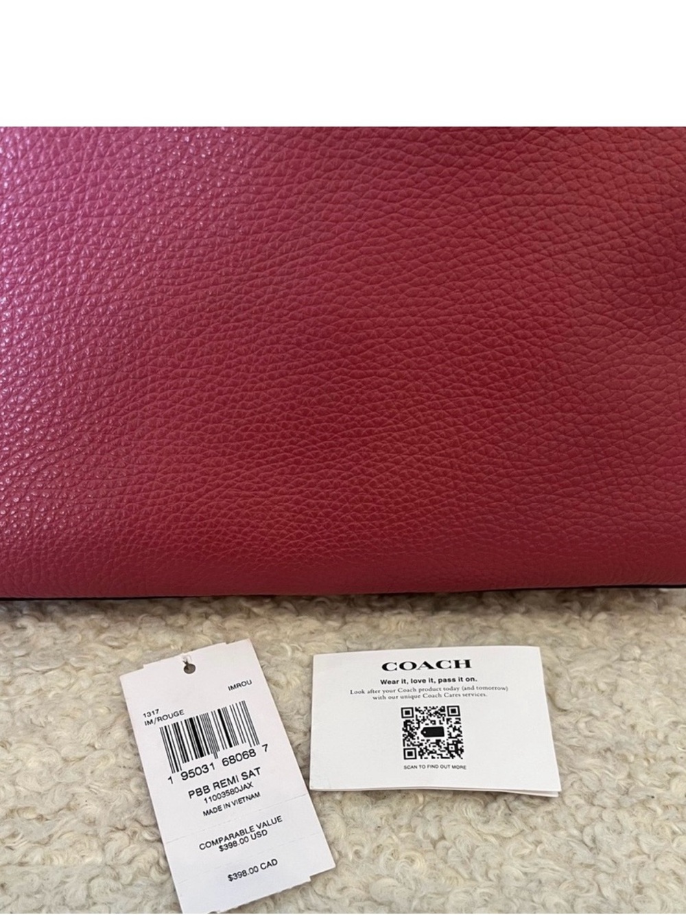 Coach Remy Pink Raspberry Colored Pebbled Leather Satchel Crossbody - Picture 5 of 13